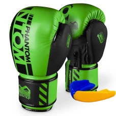 Перчатки боксерские с капой Phantom APEX Neon размер 12 унций, черно-зеленые