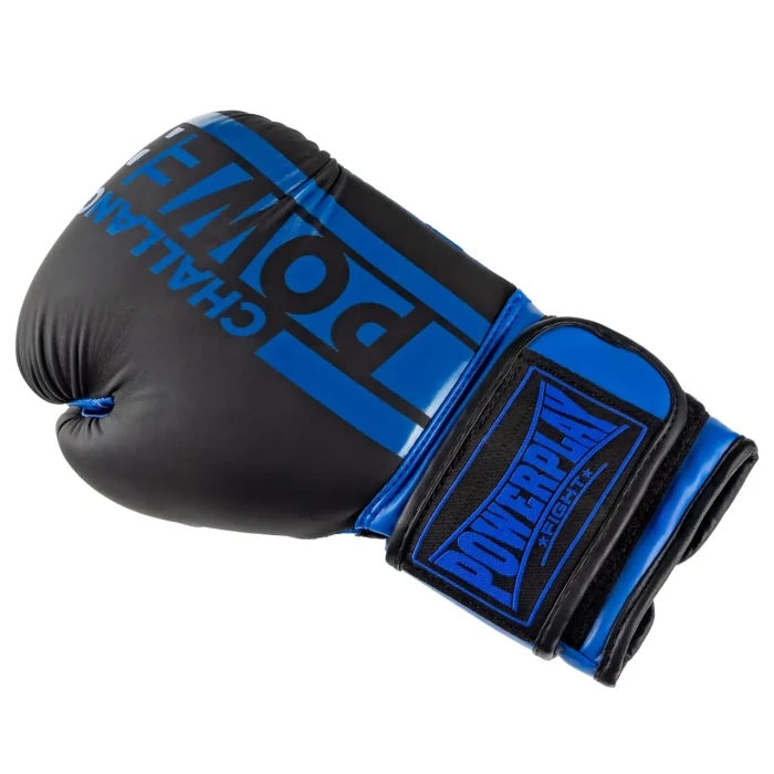 Перчатки боксерские PowerPlay 3086 Matt Challenger размер 12 унций, черно-синие