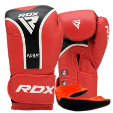 Перчатки боксерские с капой RDX AURA PLUS T-17 размер 16 унций, черно-красные