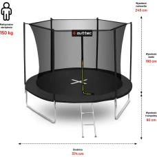 Батут OUTTEC Inside Net с внутренней сеткой 12 футов 374 см черный