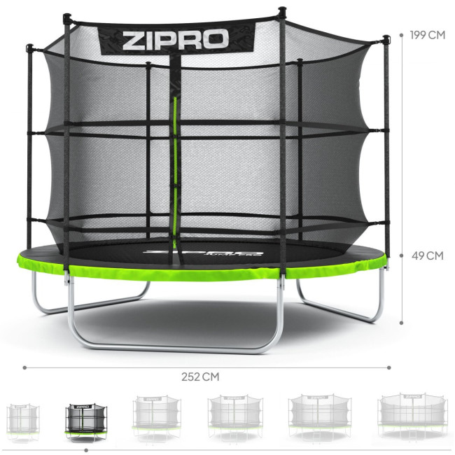 Батут Zipro Jump Pro с внутренней сеткой 8 футов 252 см черно-зеленый