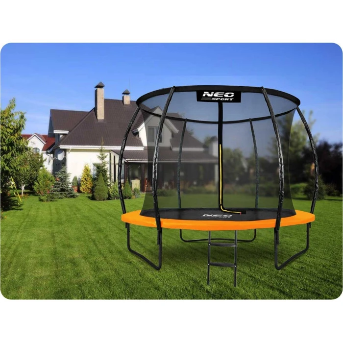 Батут Neo-Sport з внутрішньою сіткою 8,5 футів 252 см чорно-помаранчевий