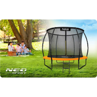 Батут Neo-Sport з внутрішньою сіткою 8,5 футів 252 см чорно-помаранчевий
