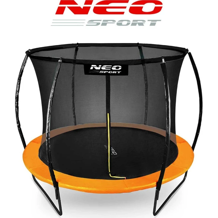 Батут Neo-Sport з внутрішньою сіткою 8,5 футів 252 см чорно-помаранчевий