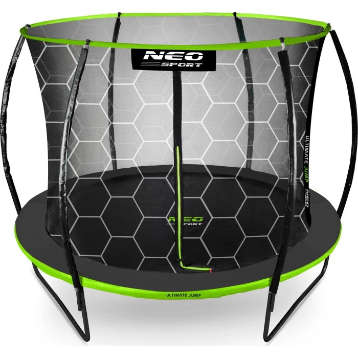 Батут Neo-Sport с внутренней сеткой 10 футов 312 см черно-зеленый