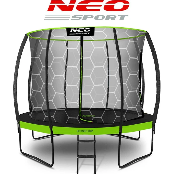 Батут Neo-Sport с внутренней сеткой 10 футов 312 см черно-зеленый