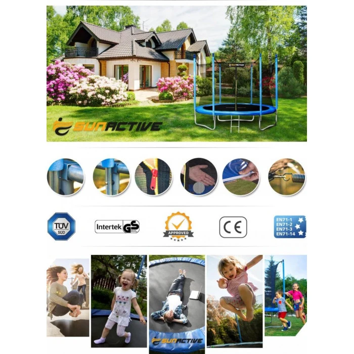 Батут SunActive TR 8FT-2 з внутрішньою сіткою 8 футів 252 см блакитний