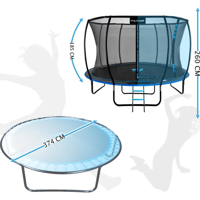 Батут THUNDER INSIDE ULTRA з внутрішньою сіткою 12 футів 374 см чорно-блакитний