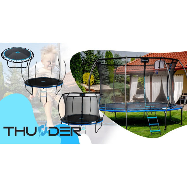 Батут THUNDER INSIDE ULTRA с внутренней сеткой 12 футов 374 см черно-голубой