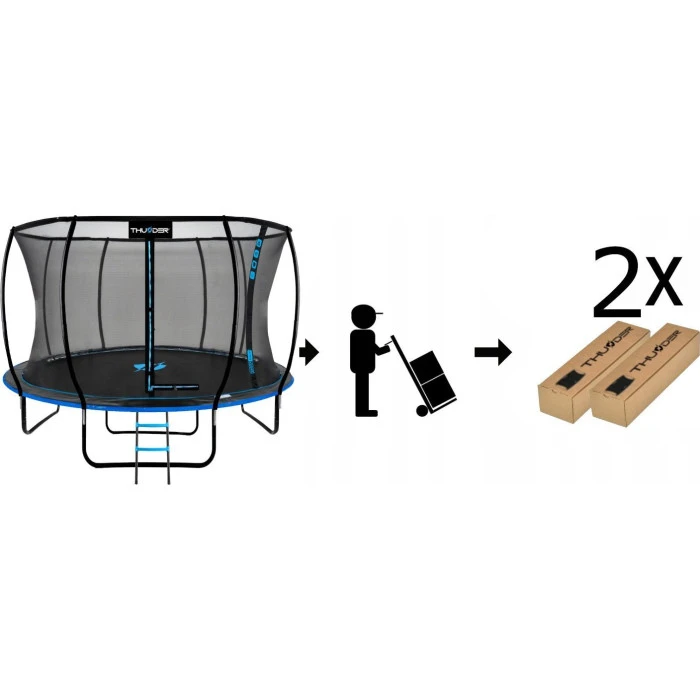 Батут THUNDER INSIDE ULTRA з внутрішньою сіткою 12 футів 374 см чорно-блакитний