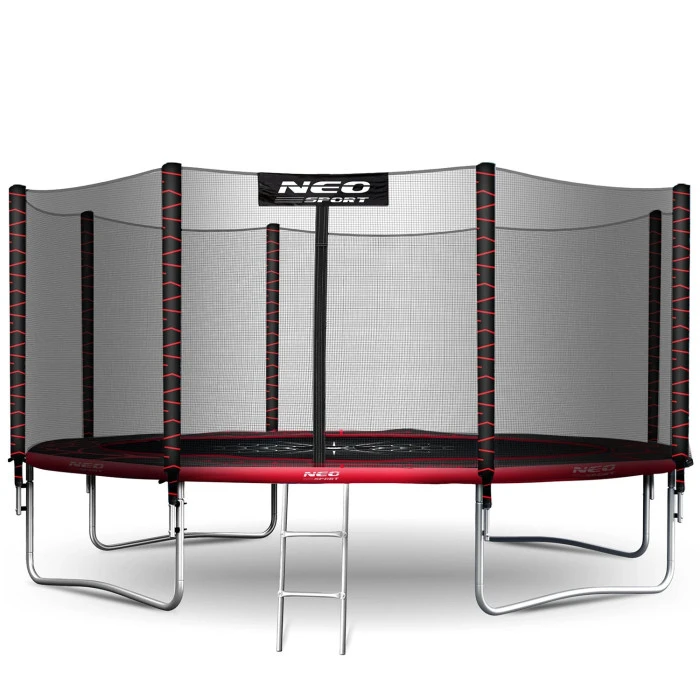 Батут Neo-Sport NS-14Z241 с наружной сеткой 14 футов 435 см, черно-красный.