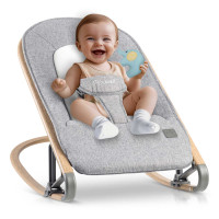 Кресло-качели для младенцев Nukido 2-в-1 с игрушками, серое