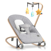 Кресло-качели для младенцев Nukido 2-в-1 с игрушками, серое