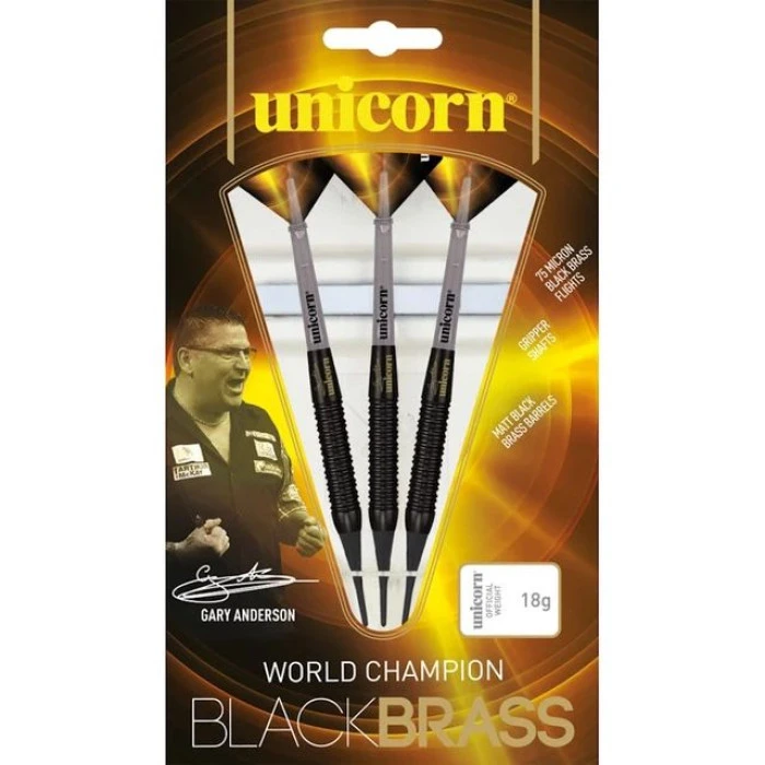 Дротики для дартсу м'які Unicorn WC Black Brass Gary Anderson - 3 шт