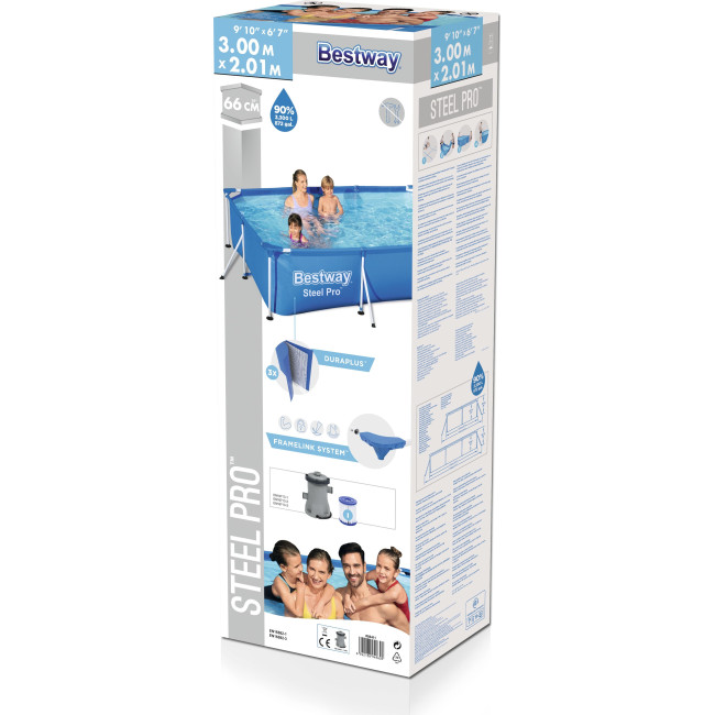 Басейн каркасний прямокутний 3в1 Bestway 56411 Steel Pro, 300 x 201 см