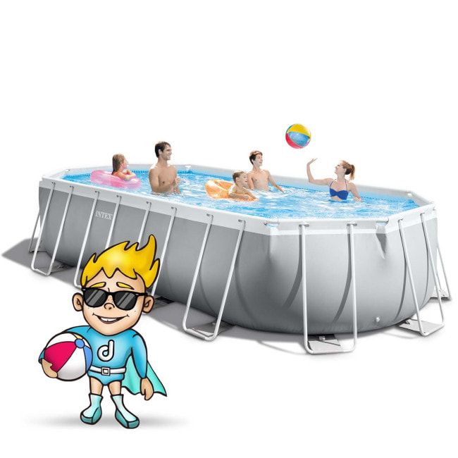 Бассейн каркасный овальный 21в1 INTEX 26798, 610 x 305 x 122 см + самокат