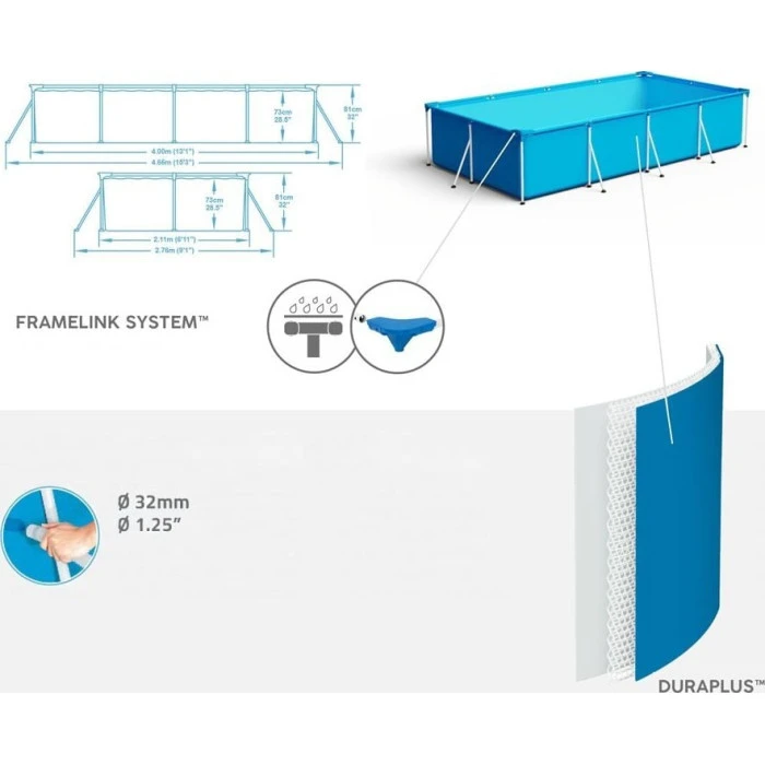 Бассейн каркасный прямоугольный 8в1 Bestway 56424 Steel Pro 400 x 211 см