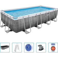 Бассейн каркасный прямоугольный 6в1 Bestway 56998 Power Steel 549 x 274 см - серый