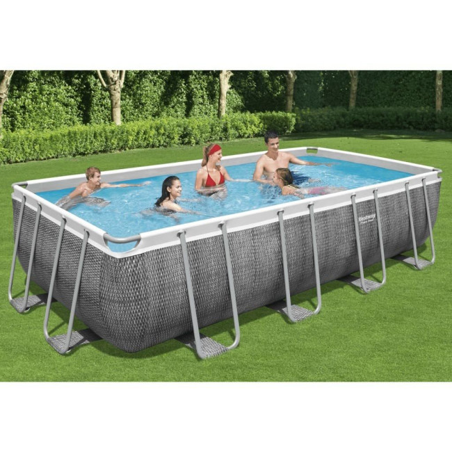Бассейн каркасный прямоугольный 6в1 Bestway 56998 Power Steel 549 x 274 см - серый