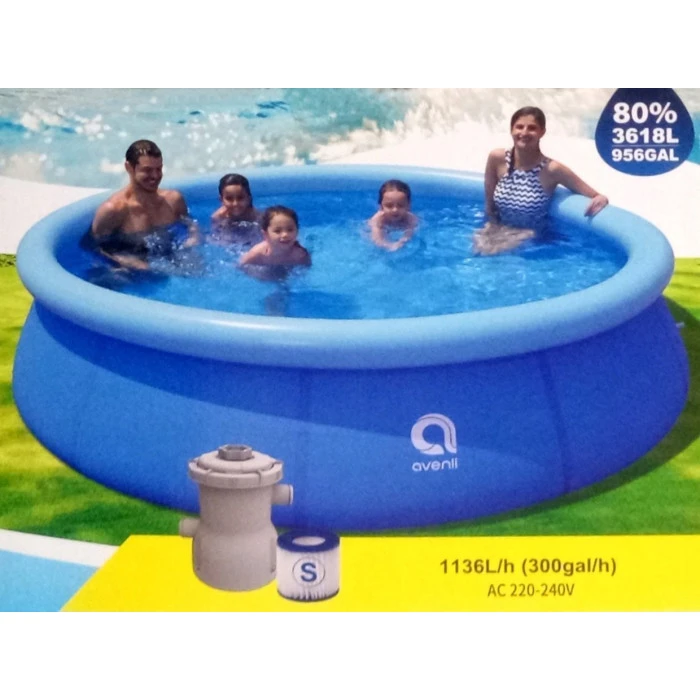 Бассейн надувной Avenli 76x300 см + аксессуары