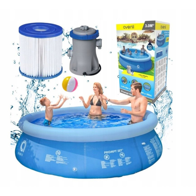 Бассейн надувной Avenli 76x300 см + аксессуары