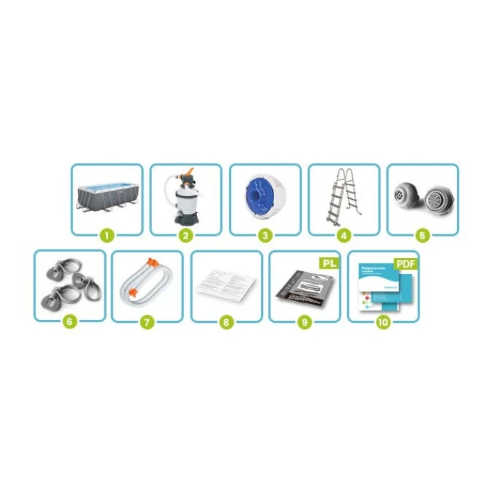 Басейн каркасний прямокутний 10в1 Bestway 56457N, 412 x 201 x 122 см