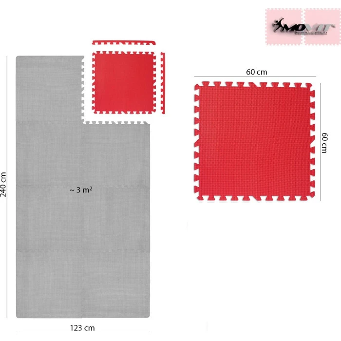 Коврик Movit RED PUZZLE 60 x 60 x 1,2 см - красный