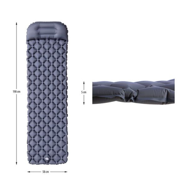 Килимок з насосом NILS CAMP NC4006, 190 х 58 х 5 см - сірий