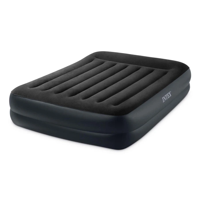 Матрас надувной Intex 64124 со встроенным электронасосом 203х152х42 см, черный.