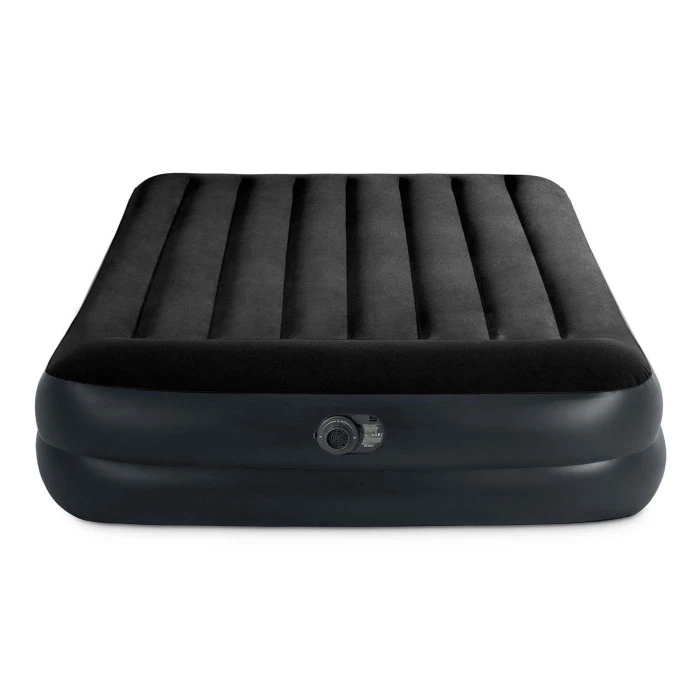 Матрас надувной Intex 64124 со встроенным электронасосом 203х152х42 см, черный.