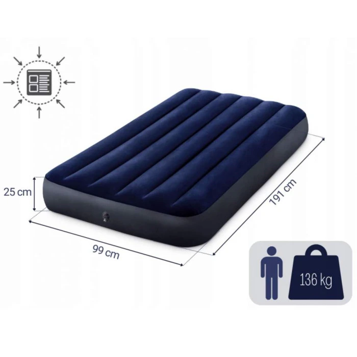 Надувной матрас Intex 64757 191x99x25 см, темно-синий