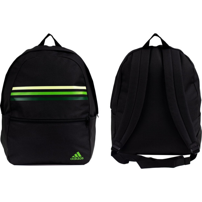 Школьный городской спортивный рюкзак Adidas Classic Horizontal 3-Stripes черно-зеленый HY0743