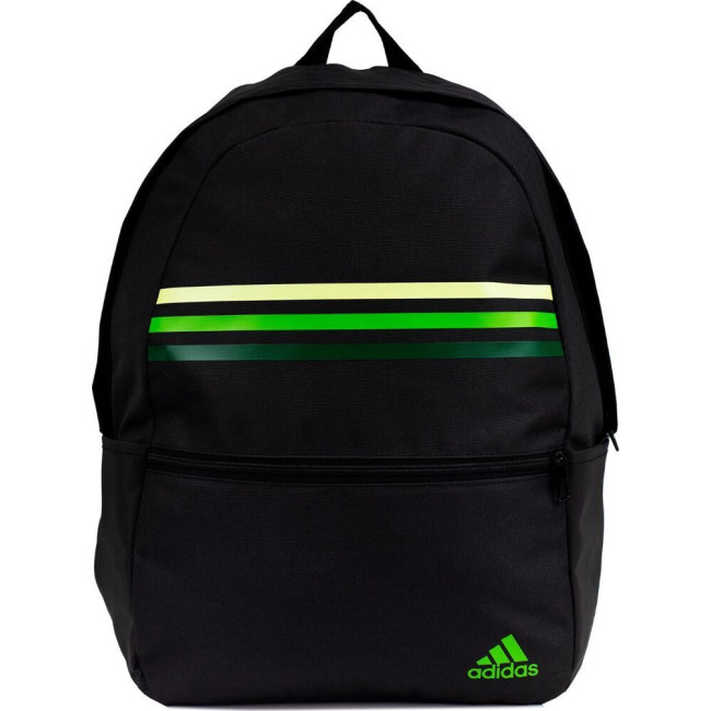 Школьный городской спортивный рюкзак Adidas Classic Horizontal 3-Stripes черно-зеленый HY0743