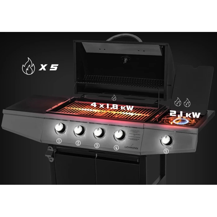 Газовый садовый гриль Lehmann Ohio 9,3 кВт 33,5 см x 61 см