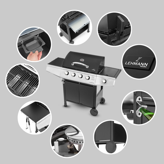 Газовый садовый гриль Lehmann Ohio 9,3 кВт 33,5 см x 61 см