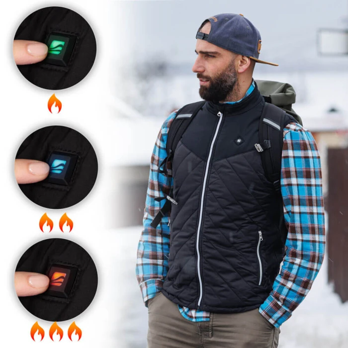 Мужской жилет с подогревом inSPORTline WARMhim - черный/XXL