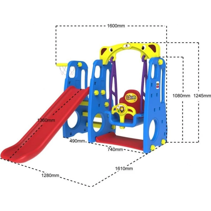 Дитяча гірка 3в1 Ramiz ZOG.TB-201A, 128 x 161 x 124 см - різнокольорова