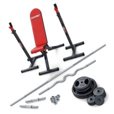 Скамейка для жима со стойками K-Sport KSSL099 + набор штанг и дисков 95 кг.