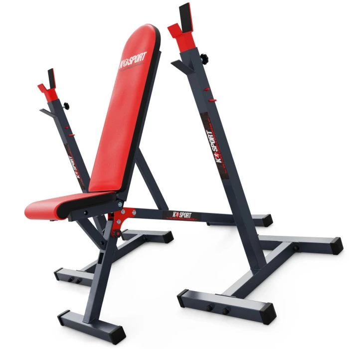 Скамейка для жима со стойками K-Sport KSSL099 + набор штанг и дисков 95 кг.