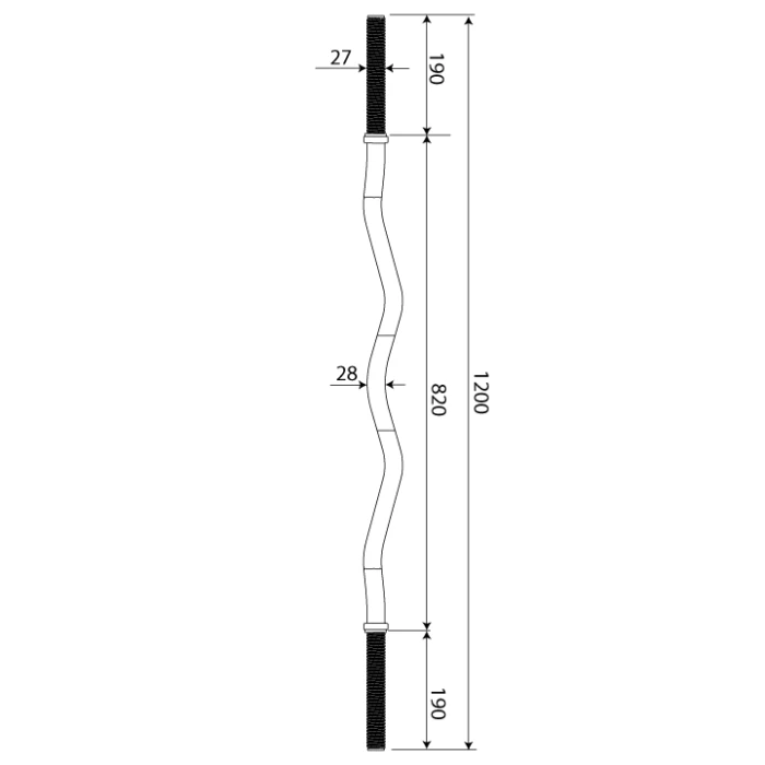 Гриф для штанги W-образный 120 см + зажимы K-Sport