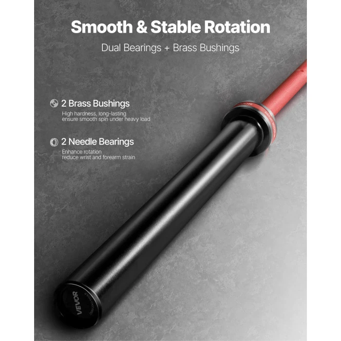 Гриф гантельний VEVOR 453,59 кг, червоний