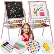 Меловая доска магнитная поворотная Ricokids розовая