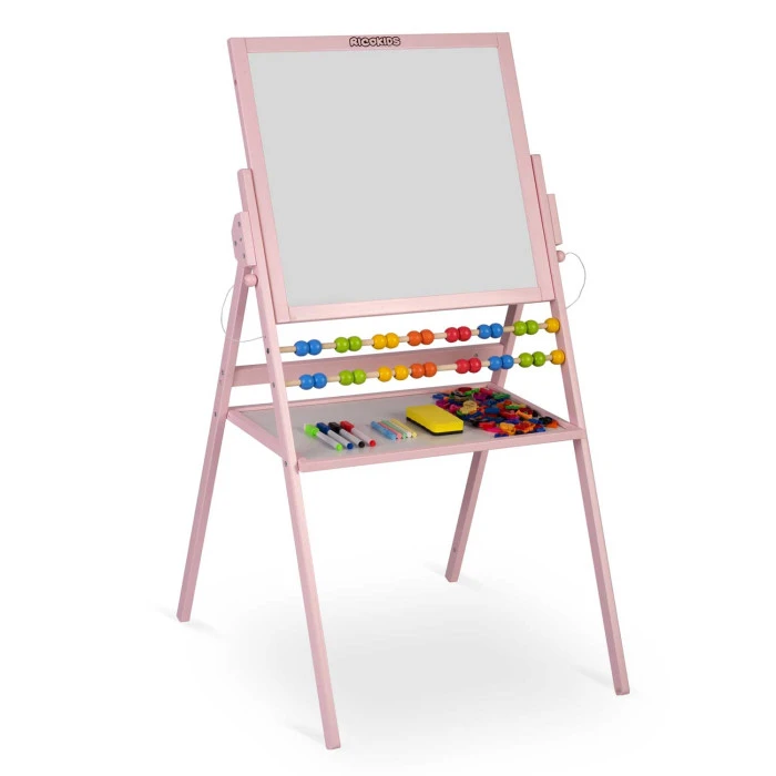 Меловая доска магнитная поворотная Ricokids розовая