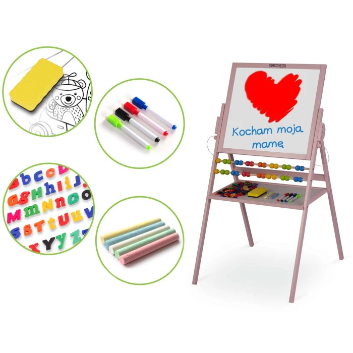 Меловая доска магнитная поворотная Ricokids розовая