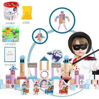 Дитячий дерев'яний набір кубиків Замок з лицарями для дітей 3+