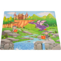 Дитячий дерев'яний набір кубиків Замок з лицарями для дітей 3+