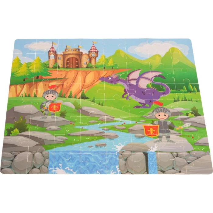 Детский деревянный набор кубиков Замок с рыцарями для детей 3+