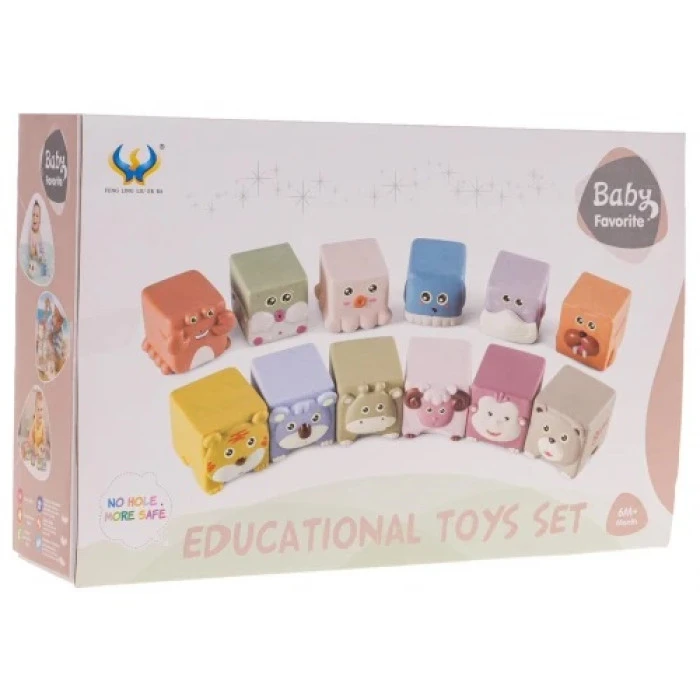 Детский набор сенсорных кубиков Животные 12 эл. ZDN.628-51