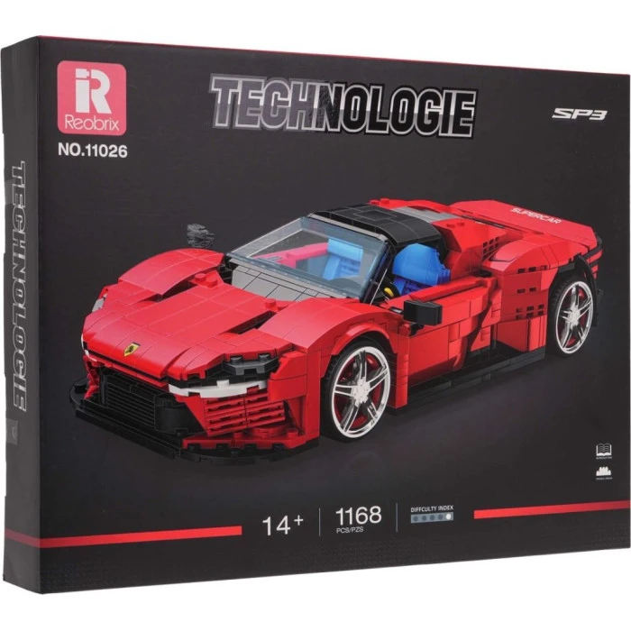 Детский конструктор Спортивный автомобиль SP3 Красный 1168 эл.