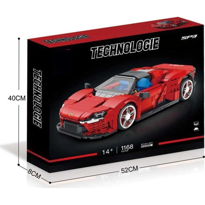 Детский конструктор Спортивный автомобиль SP3 Красный 1168 эл.